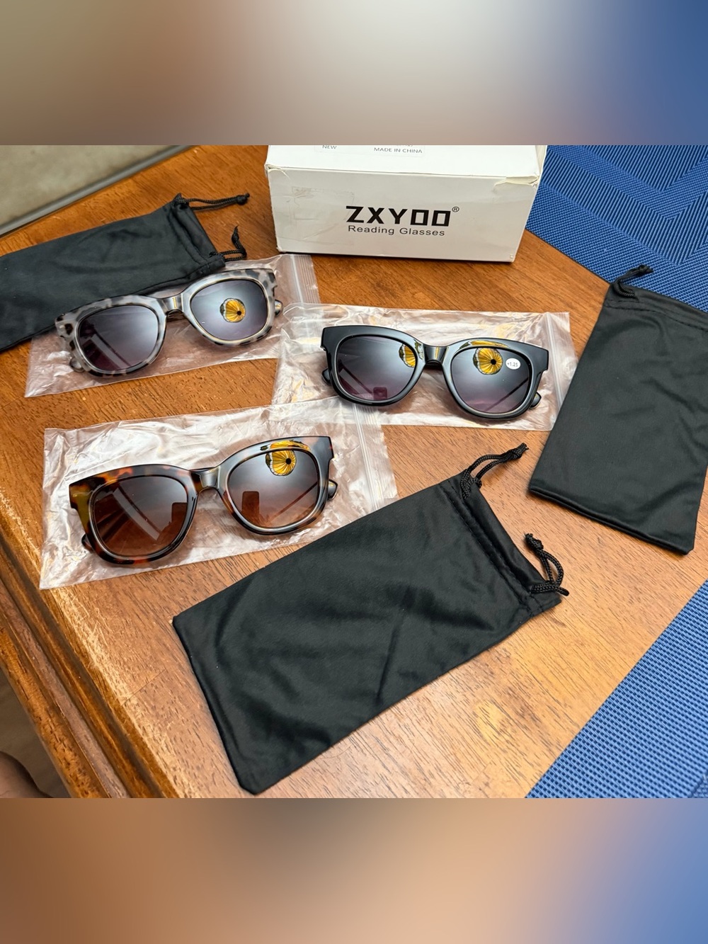 ZXYOO Bifocal Sunglasses for Women +1.25 Set of 3